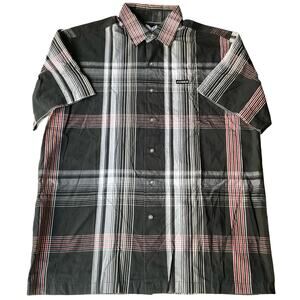 Avirex Men’s Short Sleeve Button Down Shirt size XL, Black Red White Checked